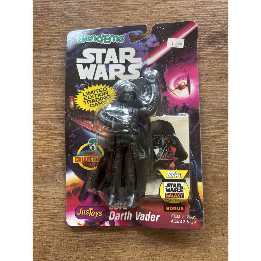 1993 Just Toys Bend-Ems Star Wars Darth Vader w/ Topps Galaxy Card Sealed